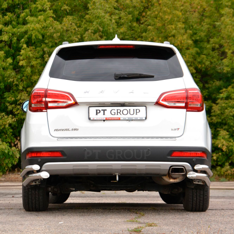 Защита заднего бампера двойная угловая d63/51мм (НПС) HAVAL H6 (2014-н.в.) купить недорого с доставкой в Пенза