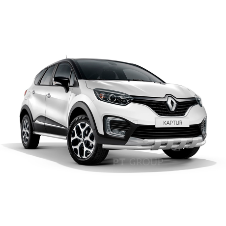 Защита переднего бампера двойная с пластинами d63/63мм (НПС) RENAULT Kaptur (2016-н.в.) купить недорого с доставкой в Пенза