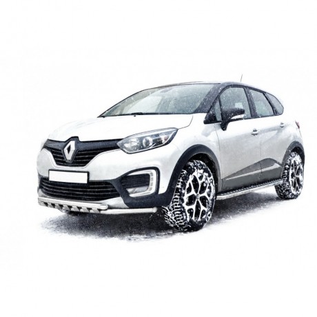 Защита порогов с алюминиевым листом (d51) для Renault Kaptur (2016-н.в.)(Окрашенное) купить недорого с доставкой в Пенза