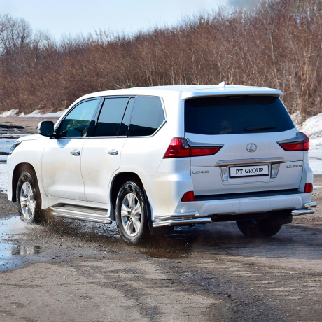 Защита заднего бампера двойная угловая d63/51мм (НПС) LEXUS 450D (2015-н.в.) купить недорого с доставкой в Пенза