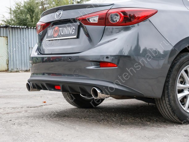 Диффузор заднего бампера var №2 (с килями) для Mazda 3 (2013-н.в.) купить недорого с доставкой в Пенза